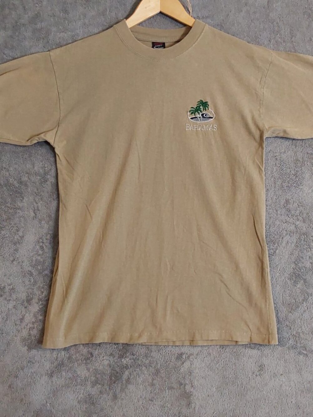 Dorissa Dorsett Bahamas Tee Shirt Mens L Beige Embroidered Cotton Tropical
